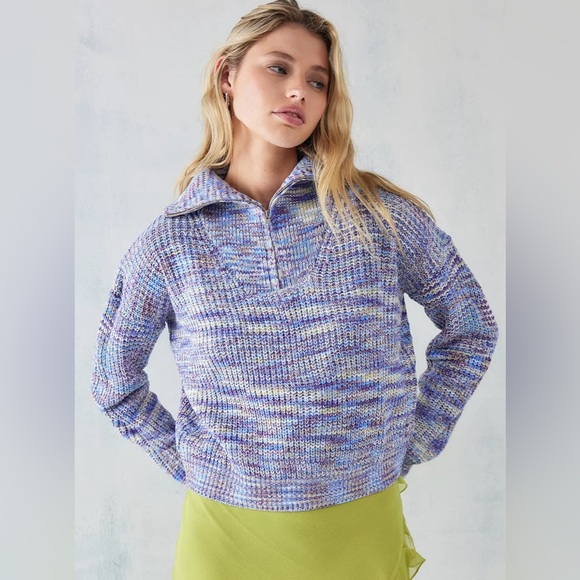 Daisy Street Space-Dye Knit Quarter-Zip NWT - Picture 2 of 8